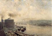 Meckel, Adolf von British Gas Works on the River Spree oil on canvas